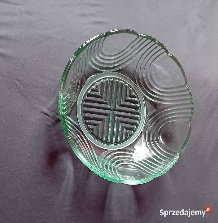 Miska art deco w kolorze zieleni uranowej wielkopolskie Koźminek