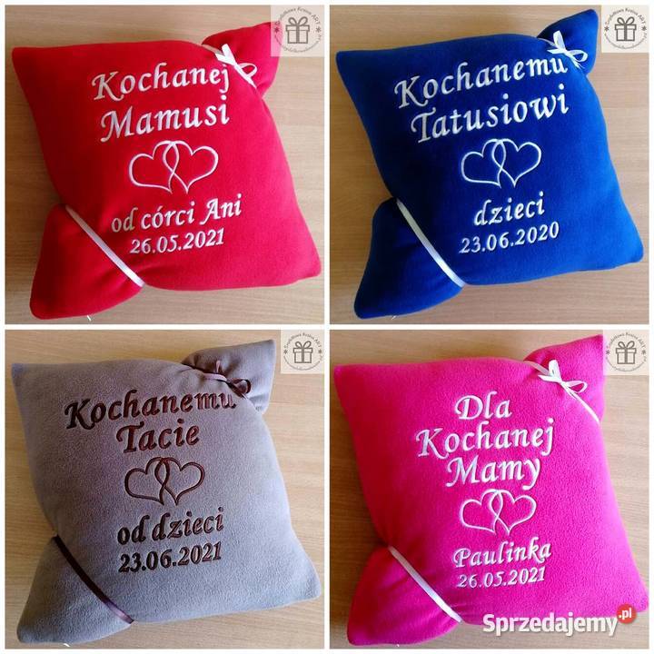 Prezent DZIEŃ MATKI mamy OJCA poduszka z haftem Dekoracje i ozdoby Toruń sprzedam