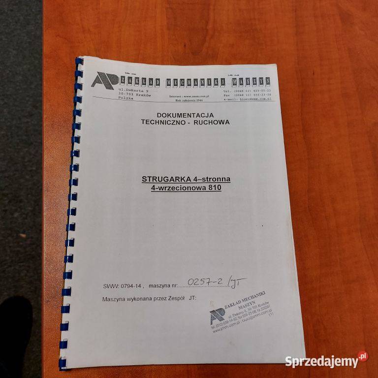 Strugarka czterostronna800 ZMM ANDRZEJ PAJĄK Brody Małe sprzedam