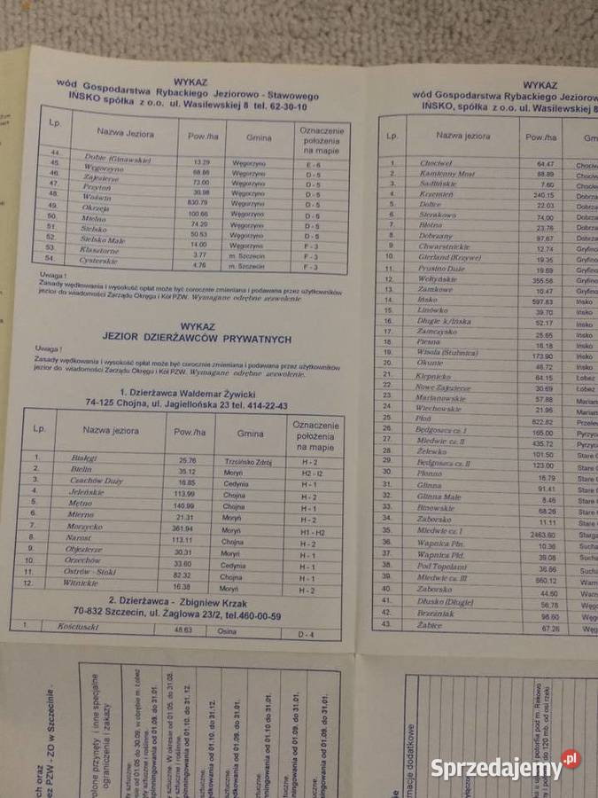 196 Plan Wód Wedkarskich Ziemia Szczecińska Szczecin sprzedam