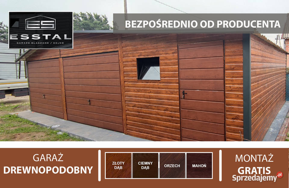 GARAŻ BLASZANY Drewnopodobny Blaszak Wiata ZŁOTY samodzielny