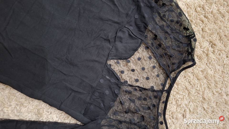 Bluzka tiulowe rękawy czarny Łódź