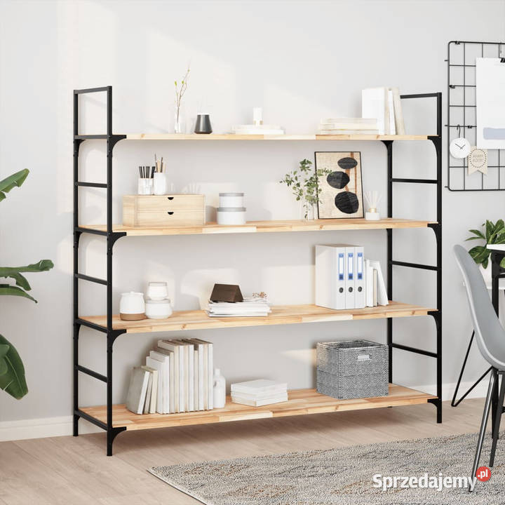 Półki ścienne 4 140x40x2 surowe lite drewno Półki