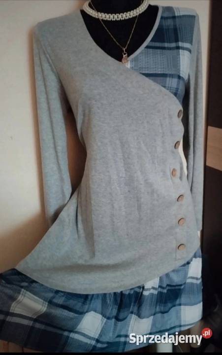 Nowa szara sukienka dzianinowa 38 40 wiosenna w Z falbankami  Puławy
