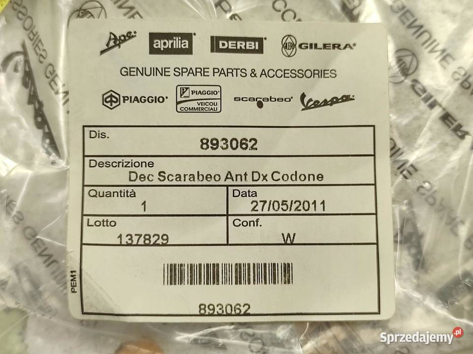 NAKLEJKA SCARABEO ZADUPEK L P APRILIA SCARABEO