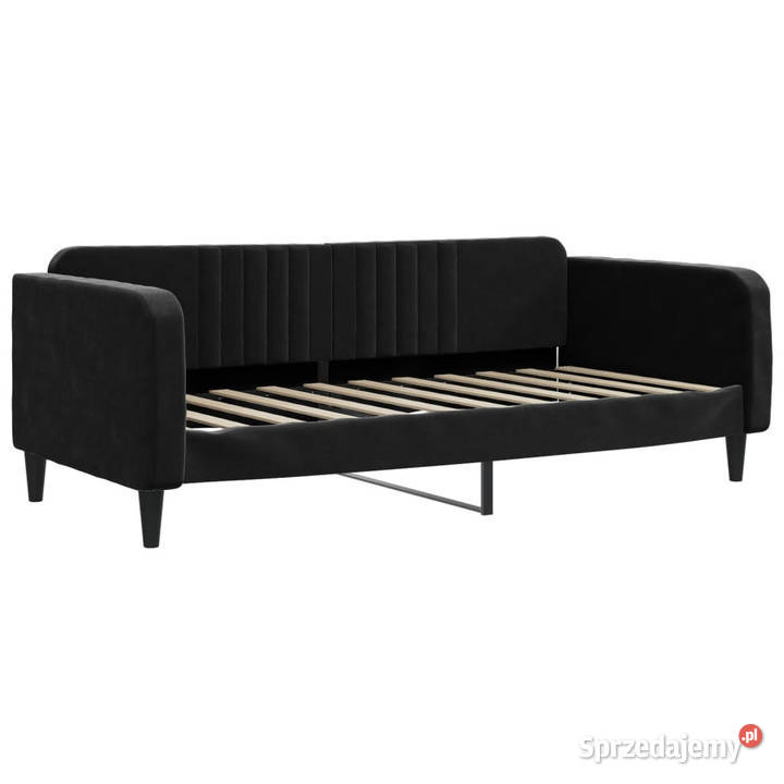 Sofa z funkcją spania czarna obita aksamitem Warszawa