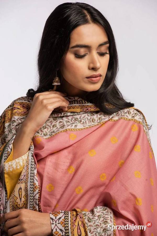 Duża chusta szal dupatta różowa bawełna kolorowy zachodniopomorskie Szczecin