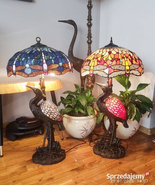 Lampy gabinetowe witrażowe podstawa żuraw