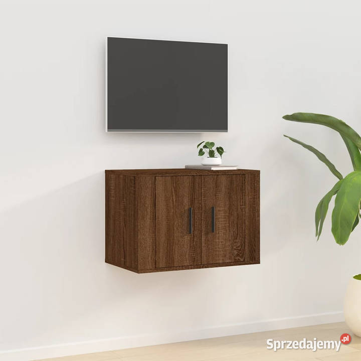 Wisząca szafka telewizyjna brązowy dąb 57x345x40 mazowieckie Warszawa