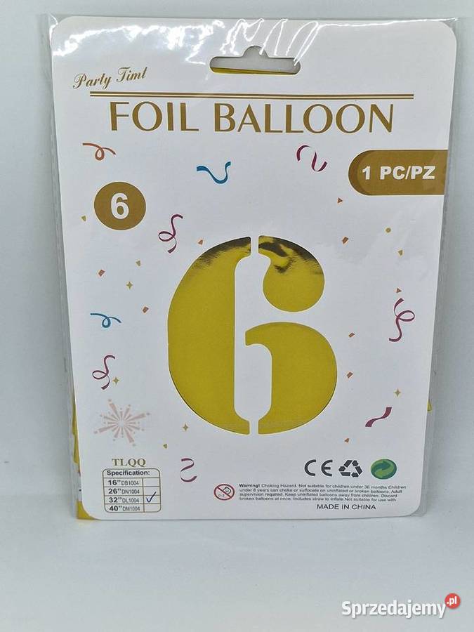 Balon foliowy w kształcie cyfry 6 złoty balon Pokój dziecięcy Biała Podlaska