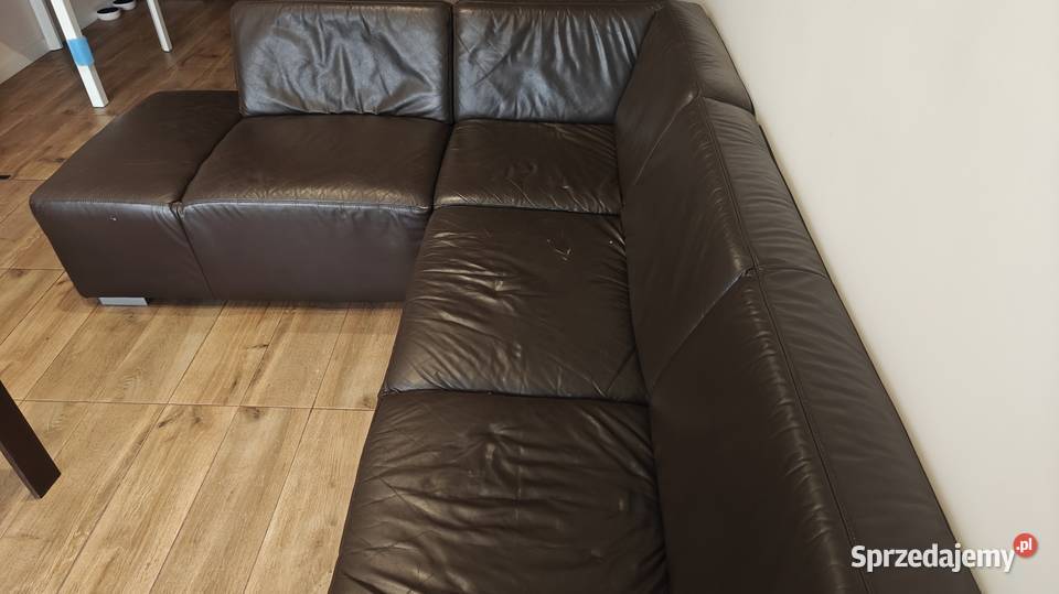 Kanapa rogowa skurzana brązowa Chorzów