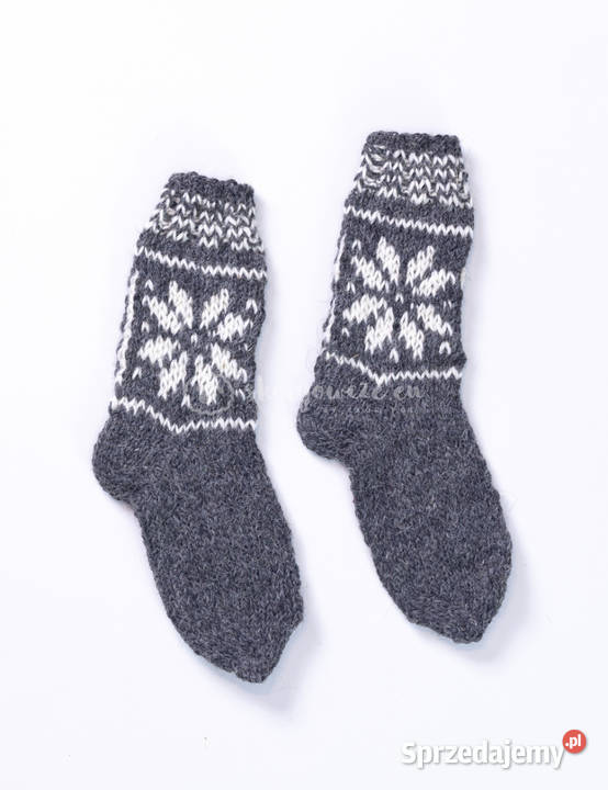 Wysokie wełniane skarpetki z góralskim wzorem małopolskie Szaflary sprzedam