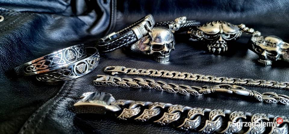 Stalowa bransoletka motocyklowa czaszki Harley Sochaczew sprzedam