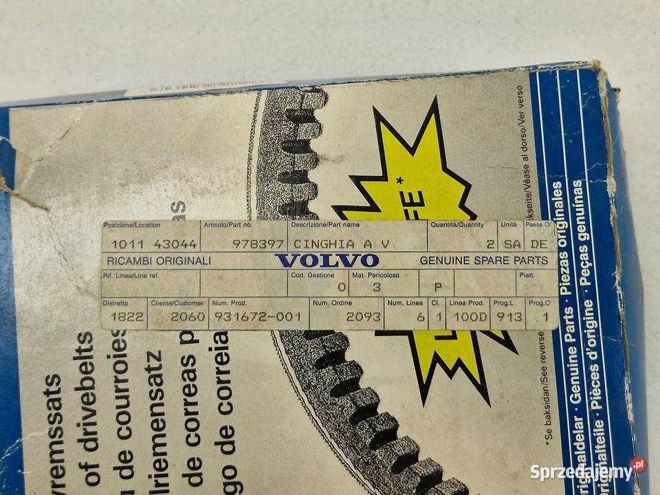 PASEK KLINOWY 125x1180 ORYGINALNY VOLVO 940 960