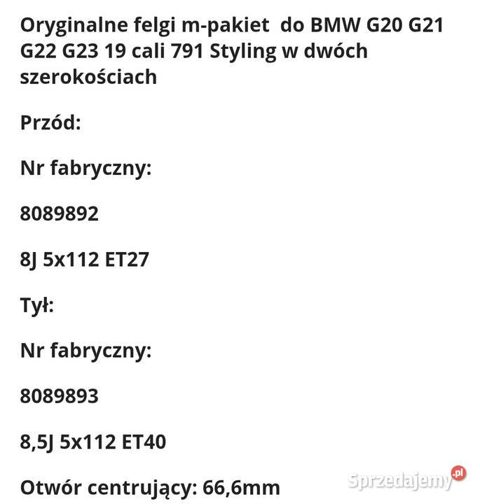 19 5x112 BMW 791M Mpakiet g20 g21 g30