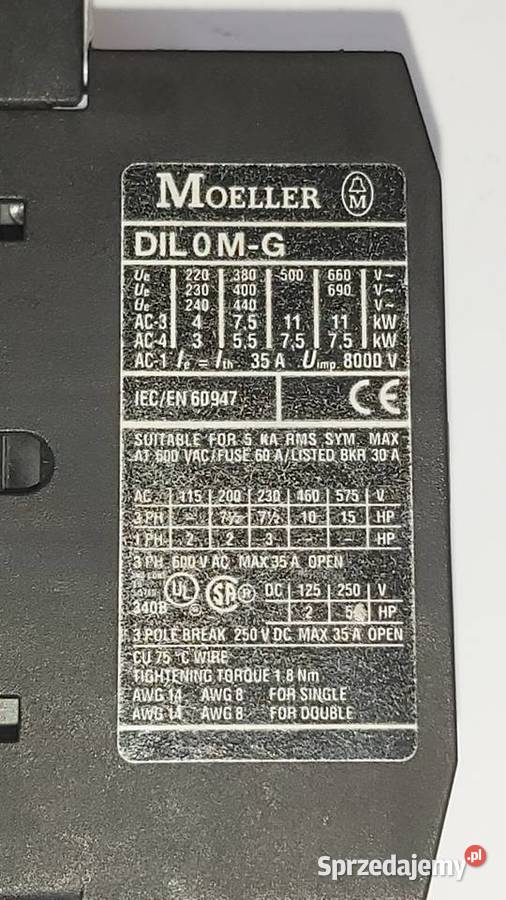 Stycznik DIL0MG MOELLER 240V DC mazowieckie Wyszków sprzedam