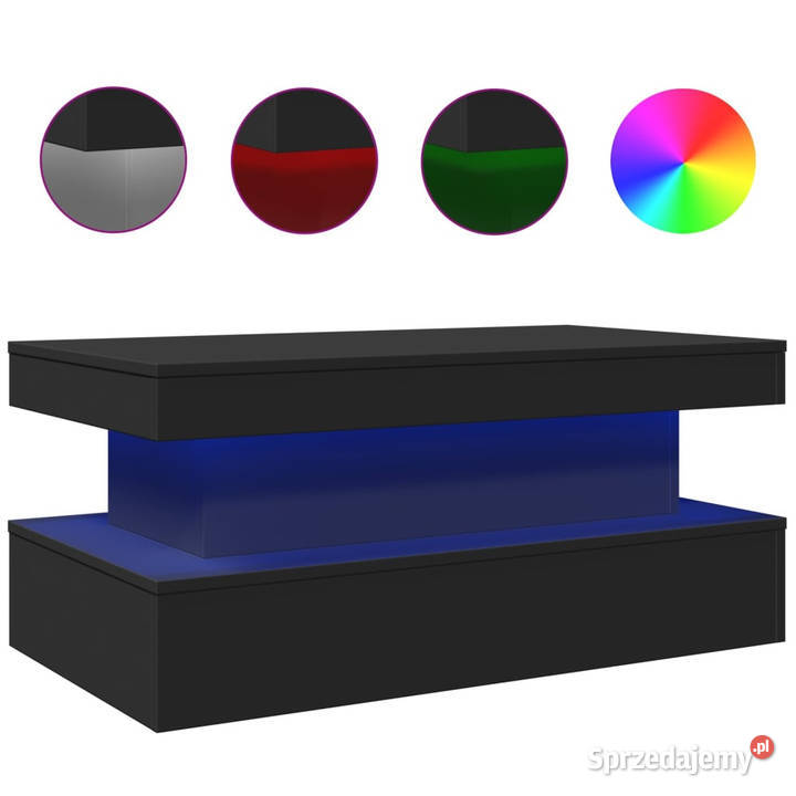 Stolik kawowy z oświetleniem LED czarny 90x50x40 Warszawa