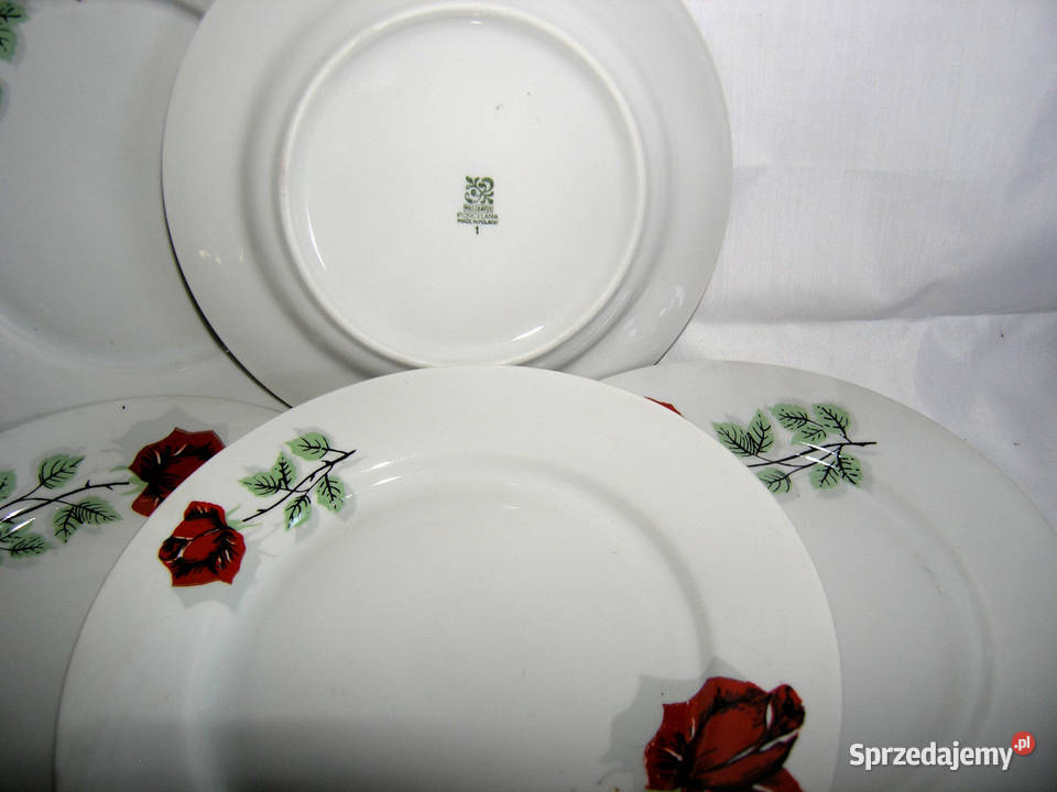 talerze deserowe vintage 6 sztuk WłocławekD Bartków