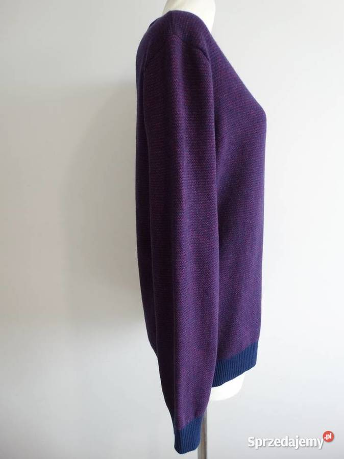 Sweter Wełniany 80 Wełna Merino Ciepły Crew Neck Łomża