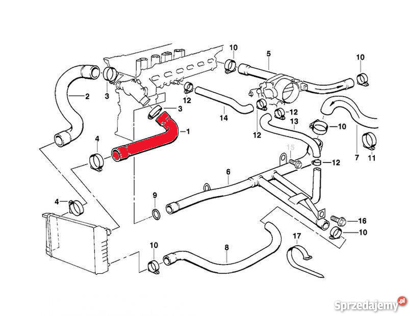 PRZEWÓD WĄŻ CHŁODNICY GÓRA BMW E36 3191153146 turbosprężarki Bielsko-Biała