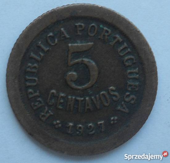 PORTUGALIA5 CENTAVOS1927 r Numizmatyka Legionowo