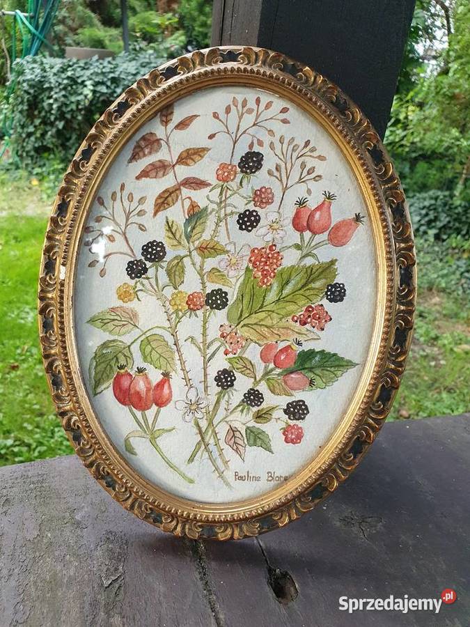 Obraz ręcznie malowany w owalnej ramie wielokolorowy Dekoracje i ozdoby śląskie Myszków