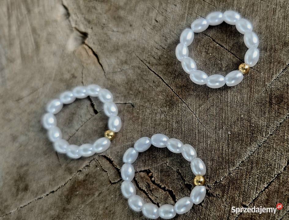 Nowy pierścionek perełki i stal chirurgiczna Gdańsk