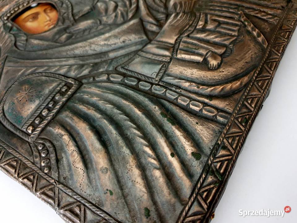 Ikona Matka Boża Hodegetria srebro XIXw 0038 mazowieckie Warszawa