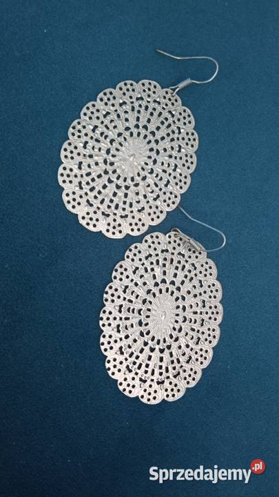 OKAZAŁE SREBRZONE KORONKOWE KOLCZYKI posrebrzane wielkopolskie Piła