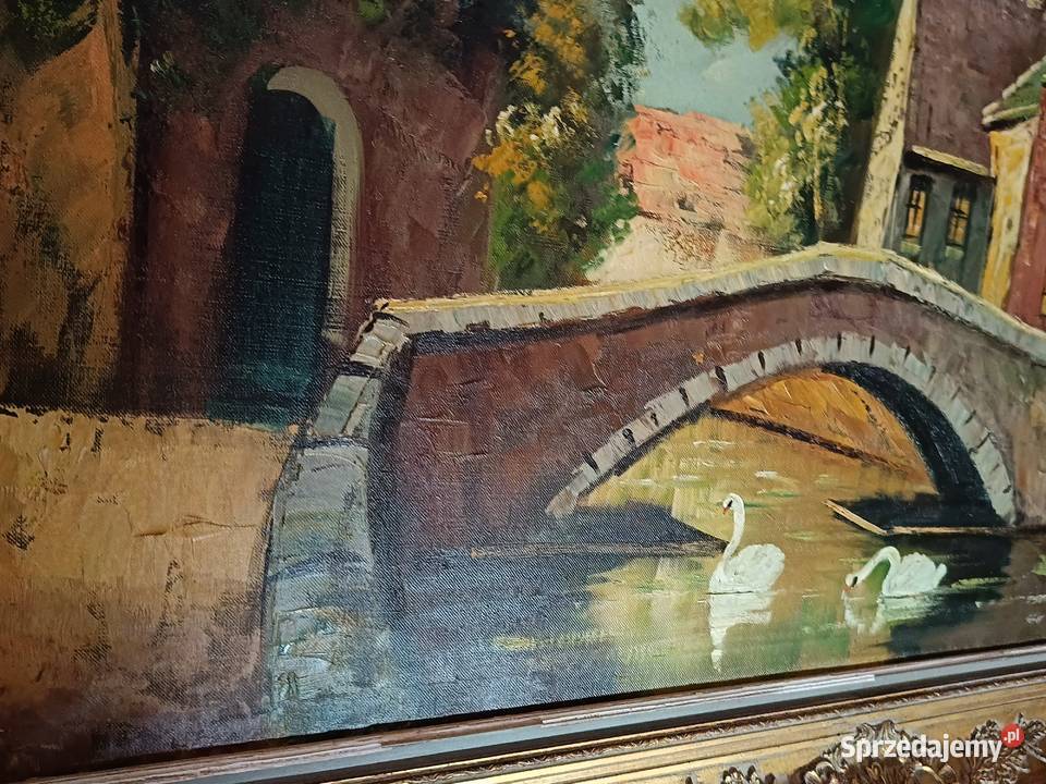 Stary duży obraz na płótnie z pięknej pałacowej Lipno