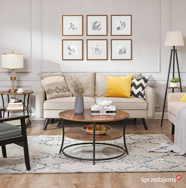 Stolik kawowy okrągły czarny metalowy Rustykalny Choroszcz