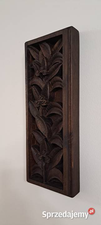Kwiaty rzeźbione w drewnie PIĘKNE prezent