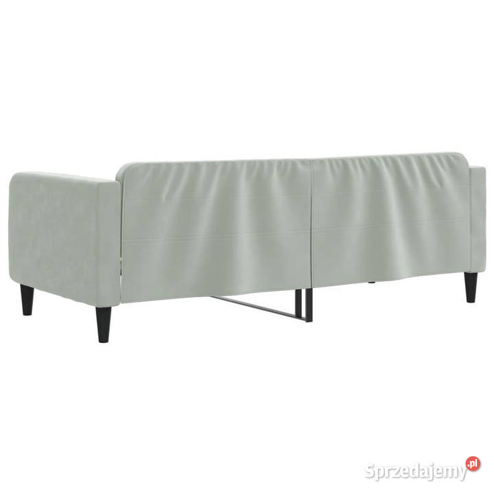 Sofa z funkcją spania jasnoszara obita aksamitem Warszawa
