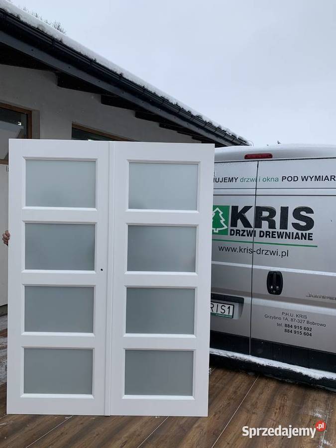 Drzwi dwuskrzydłowe SOSNOWE kris RĘKI 152 x 205 Grzybno sprzedam