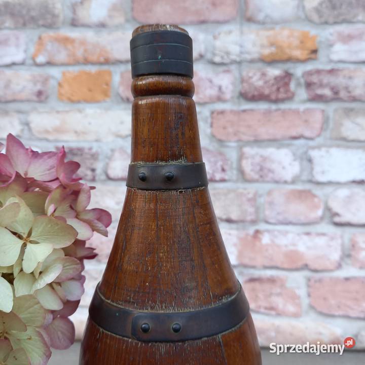 Stara drewniana butelka na wino francuska Warszawa