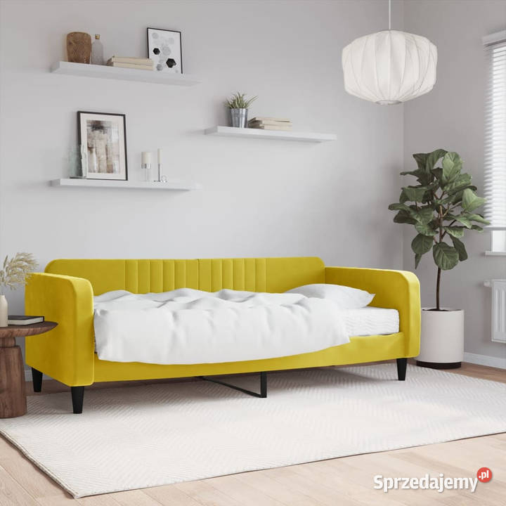 Sofa z materacem do spania żółta aksamit 90x200 mazowieckie Warszawa