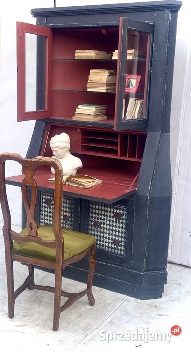 Sekretarzyk z witrynką vintage shabby chic Kredensy i witryny Przeworsk