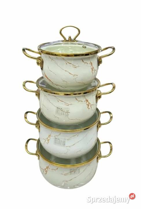 Garnki marmur białe kremowe lawenda 4 Dom i Ogród Szczecin sprzedam