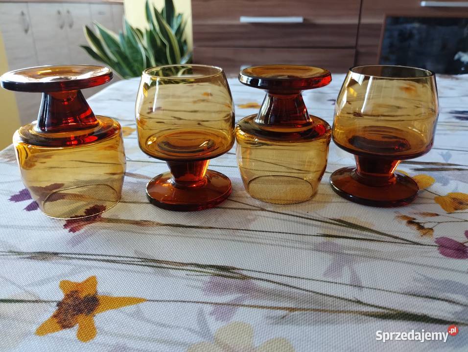 PRL kieliszki Huta Sudety Sadowski 4 pomarańczowy Kutno sprzedam