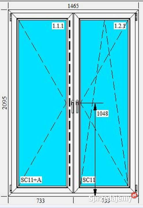 BALKON PCV 2 SKRZYDŁOWY 1465 X 2095 BIAŁY Łask