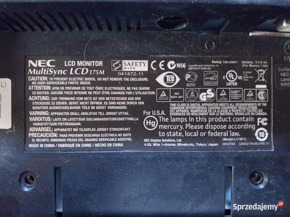 Monitor NEC MultiSync Sprawny HDMI  Lindów