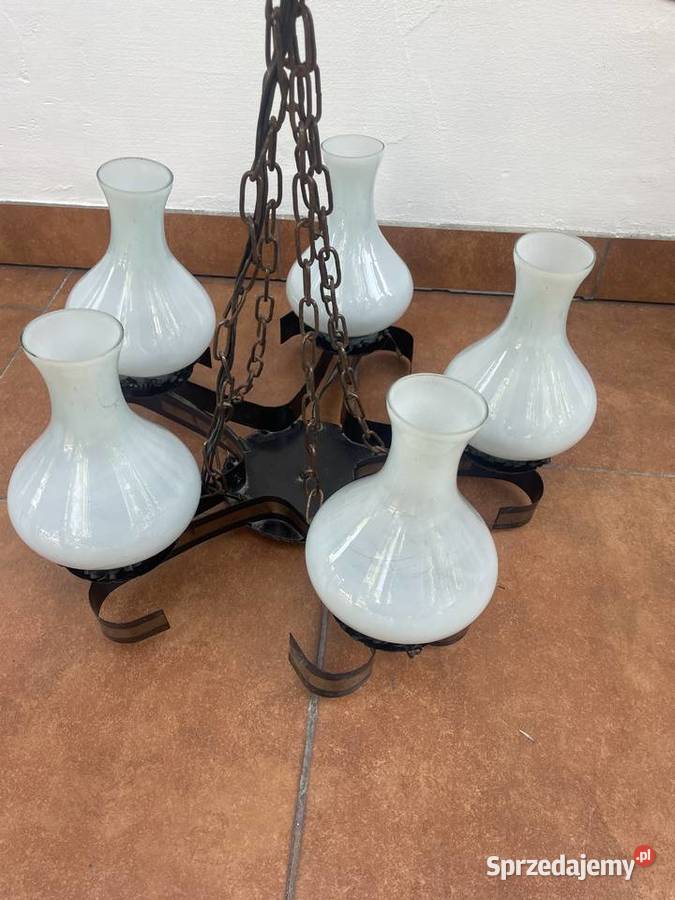 Lampa antyk szklane zdejmowane klosze wielkopolskie Ostrzeszów
