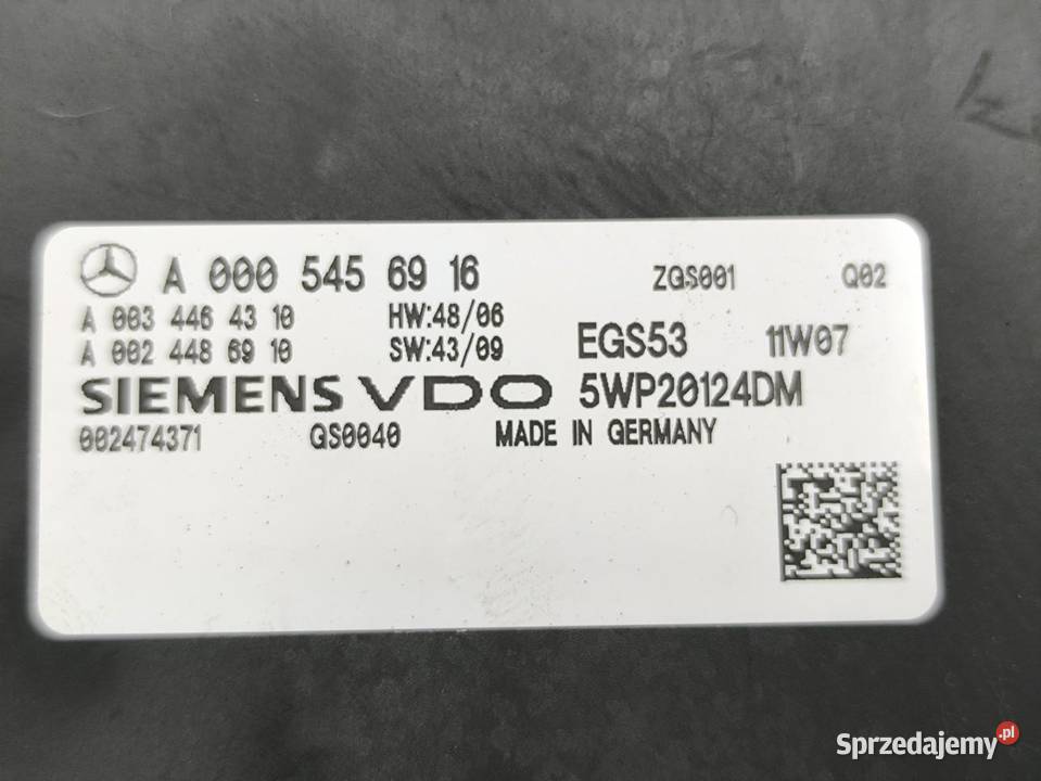 STEROWNIK SKRZYNI BIEGÓW MERCEDES ECLASA W212 osobowe