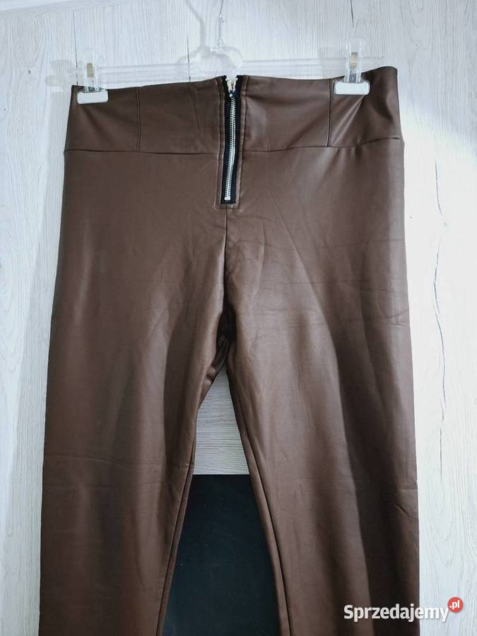 LXL Spodnie leginsowe eko skórka braz Braniewo sprzedam