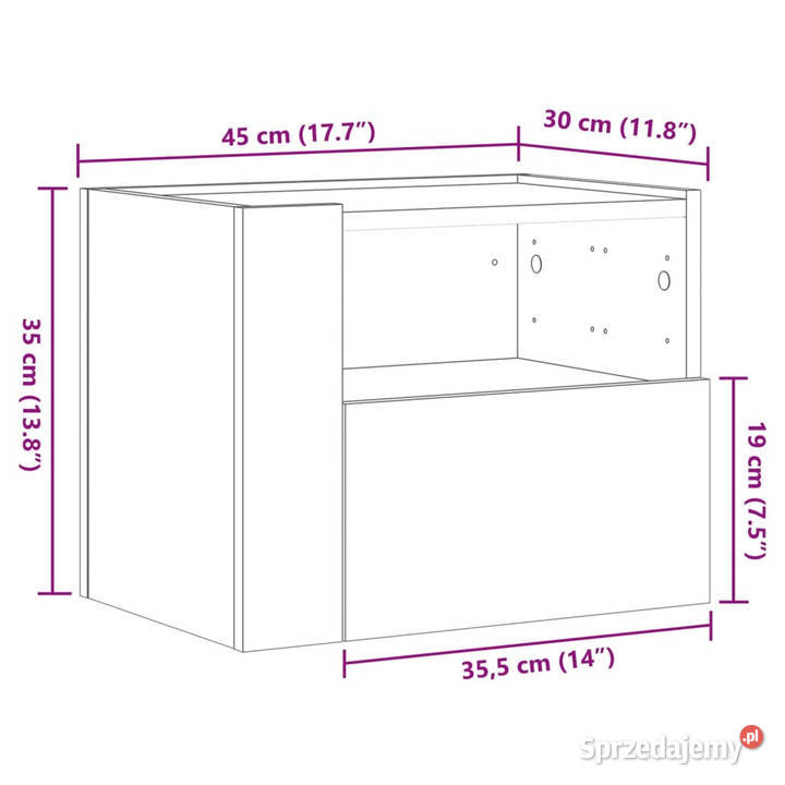 Wisząca szafka nocna czarna 45x30x35 WM848313 Warszawa