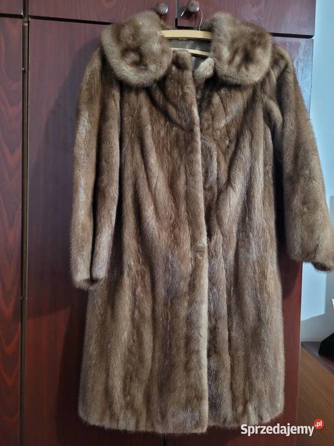 futro damskie z norek brązowy/beżowy Tarnów