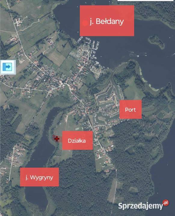 Działka rolna z linią brzegową jeziora Wygryny w