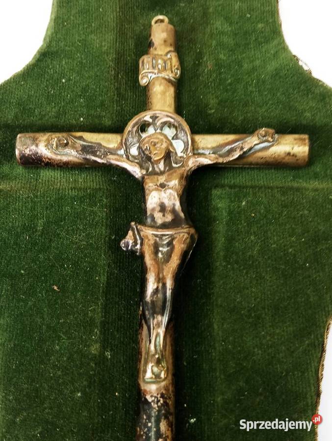 Zabytkowy Krzyż Srebro Jezus Chrystus lubuskie Nowa Sól