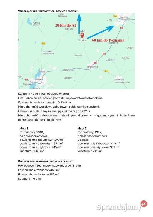 Hale produkcyjno usługowo magazynowe z zapleczem wielkopolskie Wioska