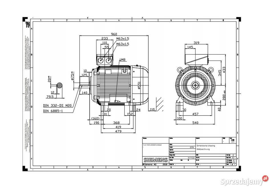 SILNIK ELEKTRYCZNY 75kW 1500 obrmin B3 400690VY wielkopolskie Czarnylas